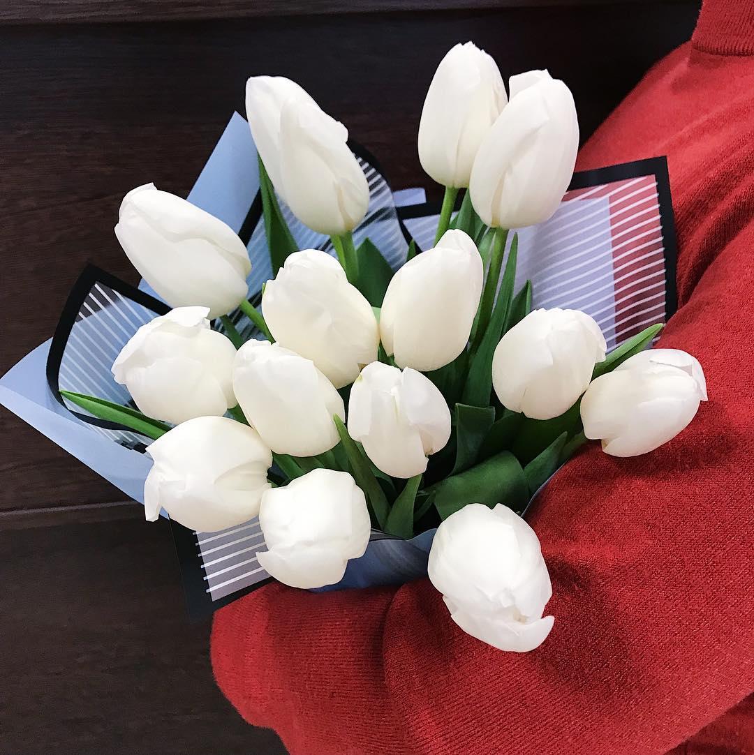 15 Белых тюльпанов